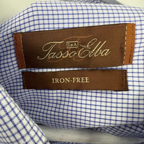 Tasso Elba shirt Medium 34/35 mens long sleeve button up 15 1/2 blue lot of 2 - Picture 7 of 10
